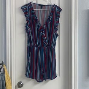 Striped v neck romper